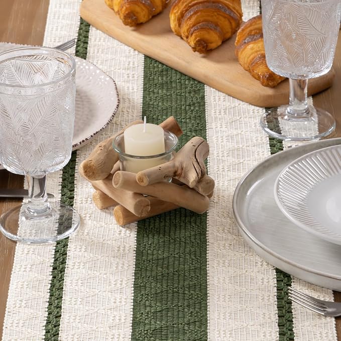 MLMW Boho Table Runner 72 inches Olive Green&Ivory Small Coffee Table Runner - Image 5