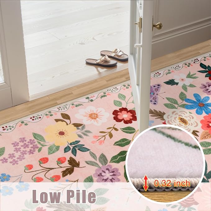 8x10 Area Rugs for Living Room: Floral Washable Rug Vintage Large Soft Boho - Image 8