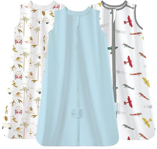TotAha Sleep Sack infant 6-12 months 3 Pack, Breathable Sleep Bag for Baby Girl Boy, Wearable Blanket with 2-way Safe Zipper, 0.5 TOG