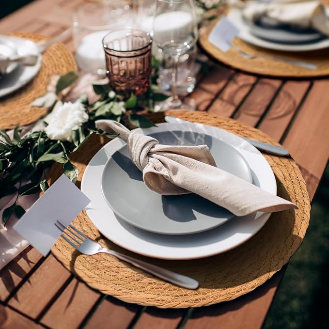 BAVIFY 13" Round Woven Placemats Set of 4, Plate Chargers - Image 2