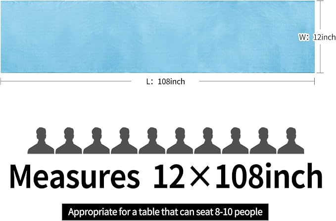 10-Pack Satin Table Runner Blue 12 x 108 inches Long, Table Runners - Image 4