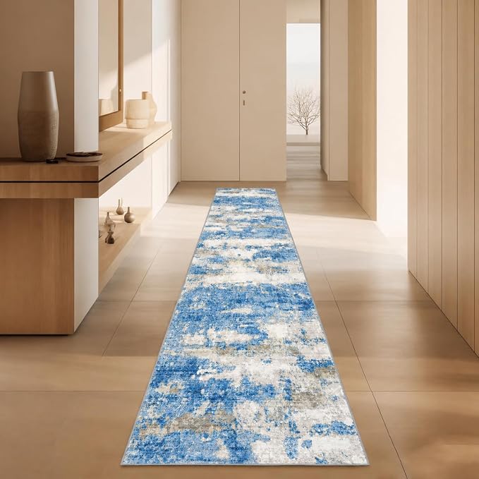 2x10 Runner Rug Non-Slip，Modern Abstract 10ft Washable Runner Rugs by Unknown
