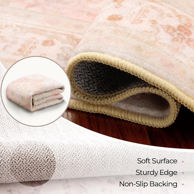 CAPALOCA Machine Washable Rugs Nursery Rug 9x12 Cute Girl Non Slip Low Pile - Image 4