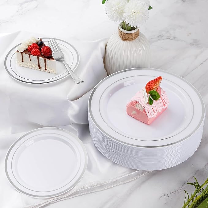 300 Pieces Silver Disposable Dinnerware Set - Image 2