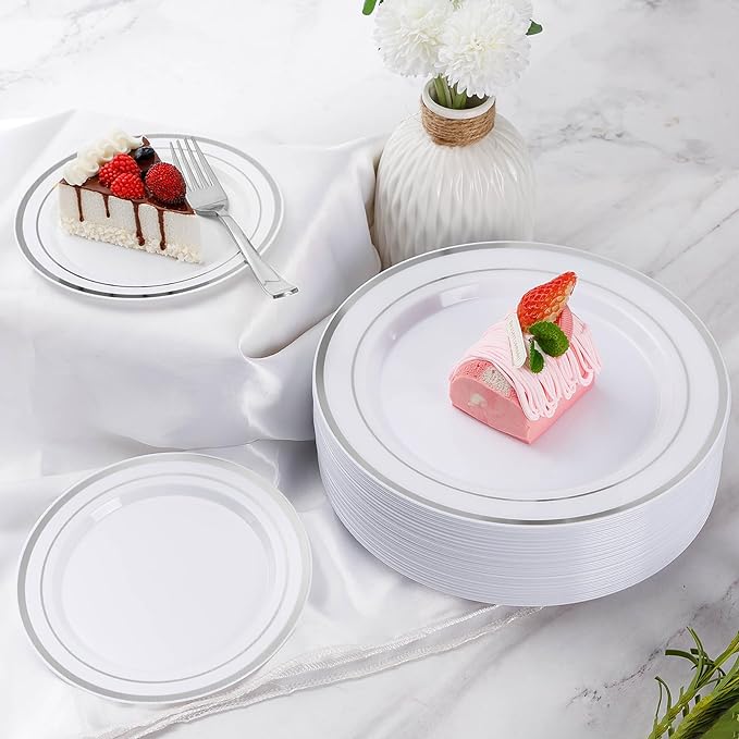 150 Pieces Silver Disposable Plates - Image 2