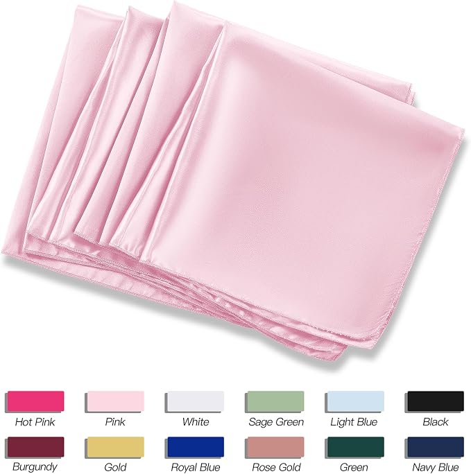 P Pothuiny 24 Pcs Pink Satin Napkins 17 x 17 Inch, Satin Cloth Napkins | Square - Image 6