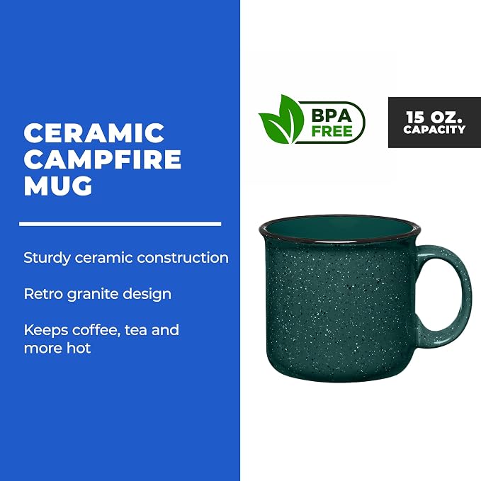 Set of 8 Ceramic Campfire Mugs – 15 Oz, Royal Blue – Coffee & Tea Cups - Image 2