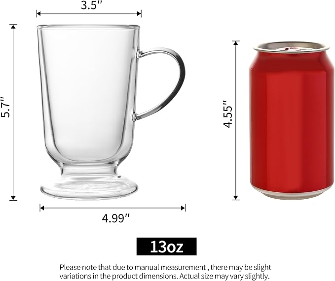 NIRA.Z 12.5 OZ Double Walled Glass Coffee Mugs - Image 3