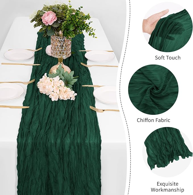 25 Pack Emerald Green Cheesecloth Table Runner 17 x 108 Inch Gauze Table Runner - Image 5
