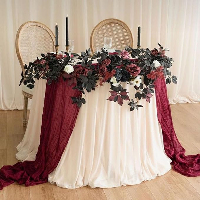 12Pack Wine Red Cheesecloth Table Runner 20x120inch Gauze Table Runners | - Image 7