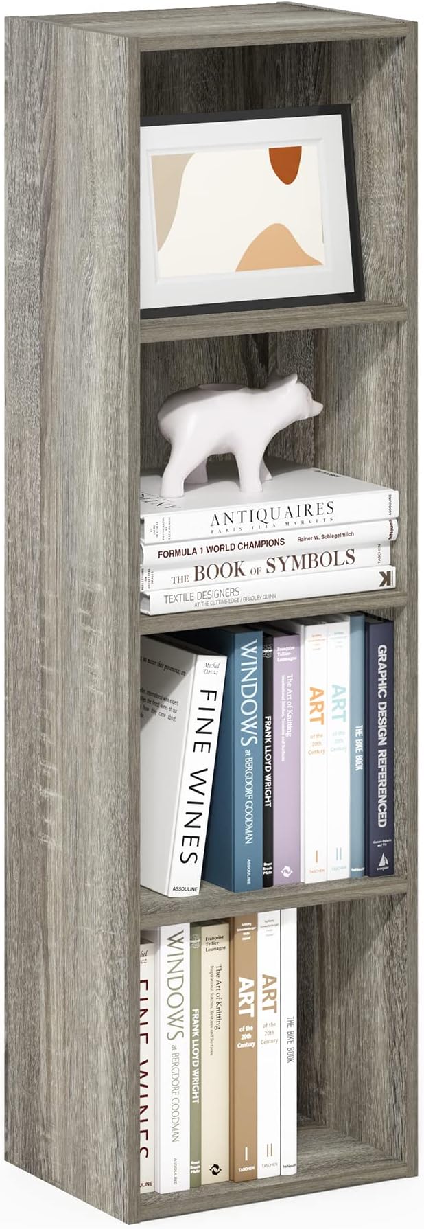 Furinno Luder Bookcase / Book / Storage, 4-Tier Cube, French Oak