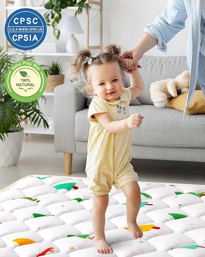 Odorless Premium Foam Baby Play Mat 71" x 59", Soft Microfiber Fabric Crawling Mat for Floor- Comfortable and Hypoallergenic, Non-Slip Cushioned Floor Playpen mat for Infants,Babies,Toddlers