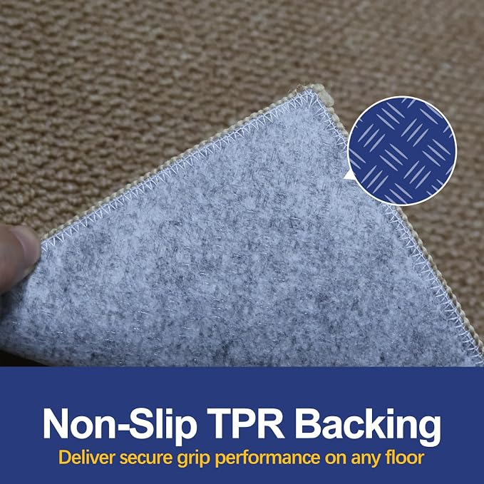 Faux Jute Area Rug 4'x6', Washable & Non-Slip, Taupe | 0.27" Low Pile Easy Jute - Image 2