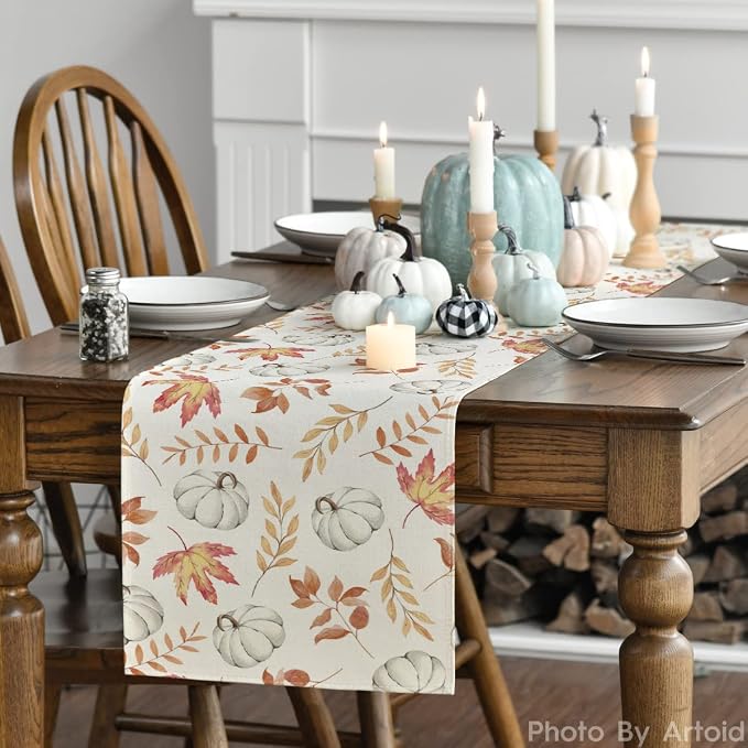 Artoid Mode 210 GSM Fall Table Runner 13x48 Inch Home Party Decor | Orange - Image 3