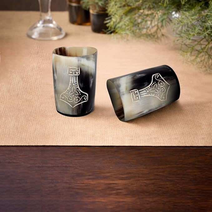 Handicrafts Home Viking Horn Shot Glasses Set of 12, Rustic Viking Drinkware - Image 8