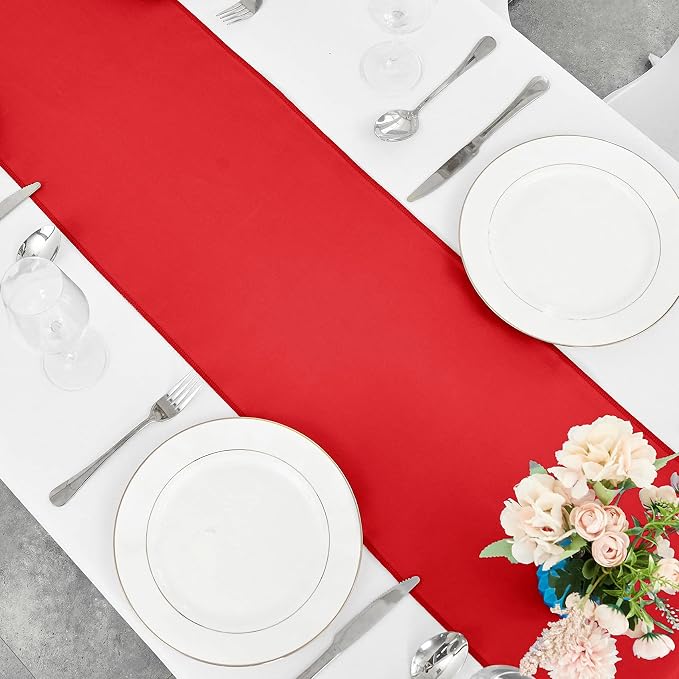 10-Pack Red Satin Table Runner 12 x 108 Inch Long Bright and Smooth Silk Fabric - Image 4