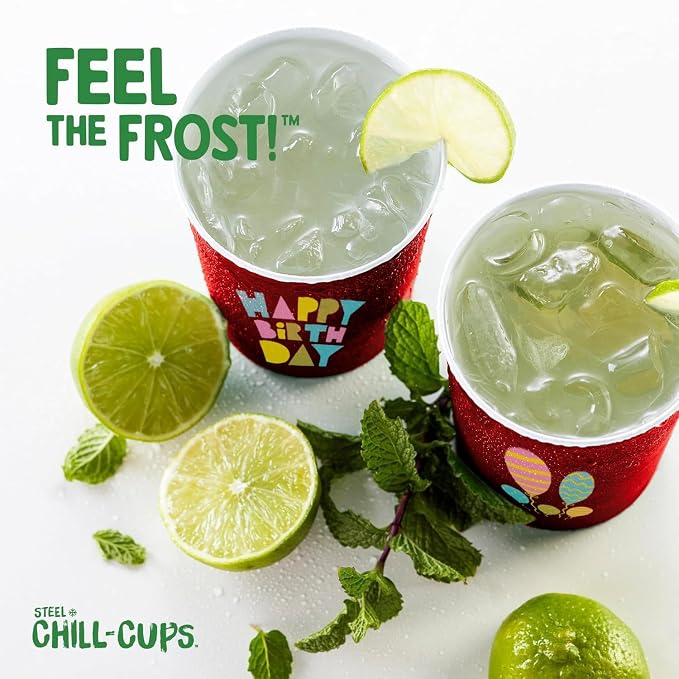 Steel Chill Cups 16 oz. Reusable Party Cups, Happy Birthday, 100% recyclable - Image 8