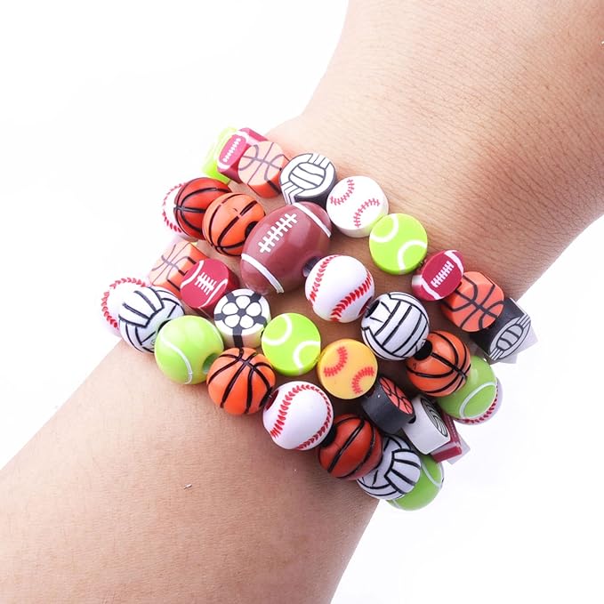 1000PCS Sports Ball Polymer Clay Beads Charms for Friendship Bracelets Making Kit Cute Fun Beads DIY Arts Crafts Birthday Gifts for Kids Girls Baseball Basketball Soccer Rugby Volleyball Football Bead