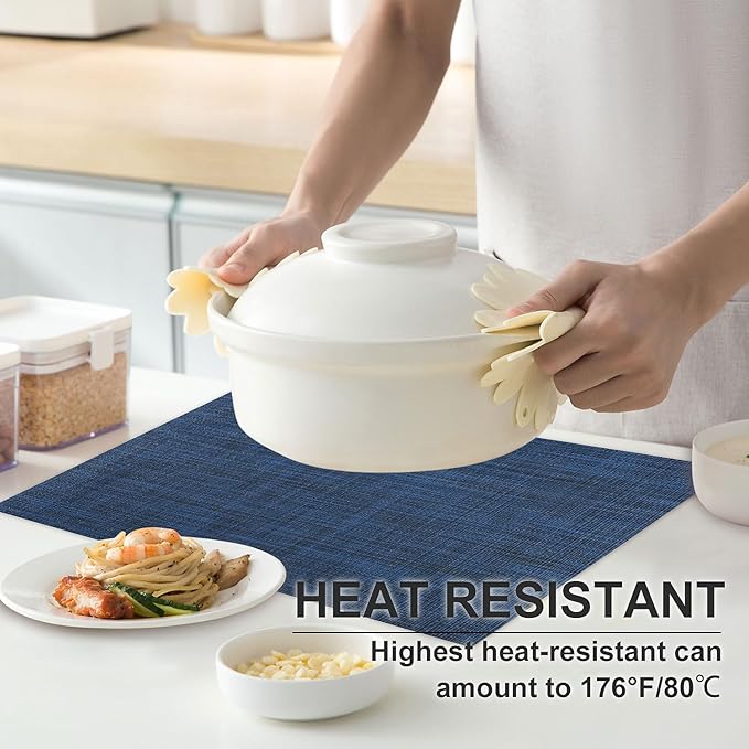 Vinyl Placemats Set of 8, PVC Woven Washable Non-Slip Table Mats, Heat - Image 2