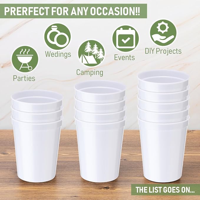 Yungyan 750 Pack 16 oz Stadium Cups Reusable Plastic Cups Blank Drink Stadium - Image 3