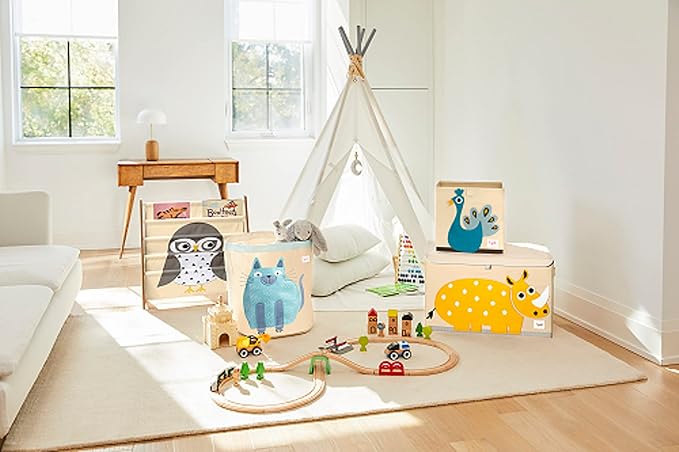 3 Sprouts Toy Storage Organizer: Toy Box Cube Organizer for Playroom, Nursery - Foldable Storage Bin - Peacock