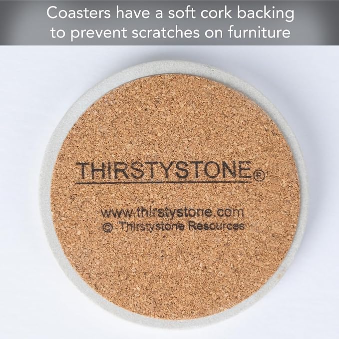 Thirstystone Monogram Natural Sandstone Coaster 4 Pack | 4" Diameter, - Image 8