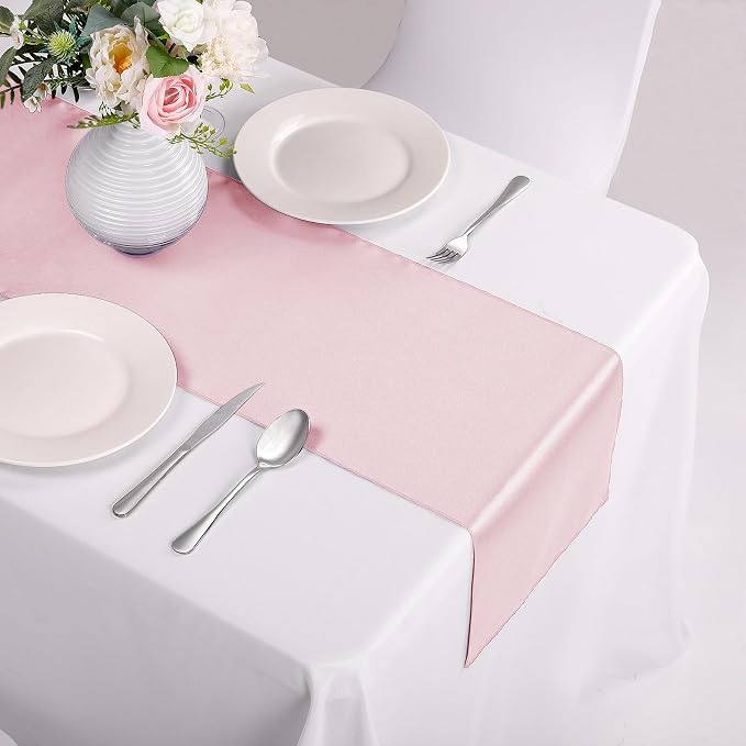 10-Pack Satin Table Runner Rose Gold 12 x 108 inches Long, Table Runners - Image 4