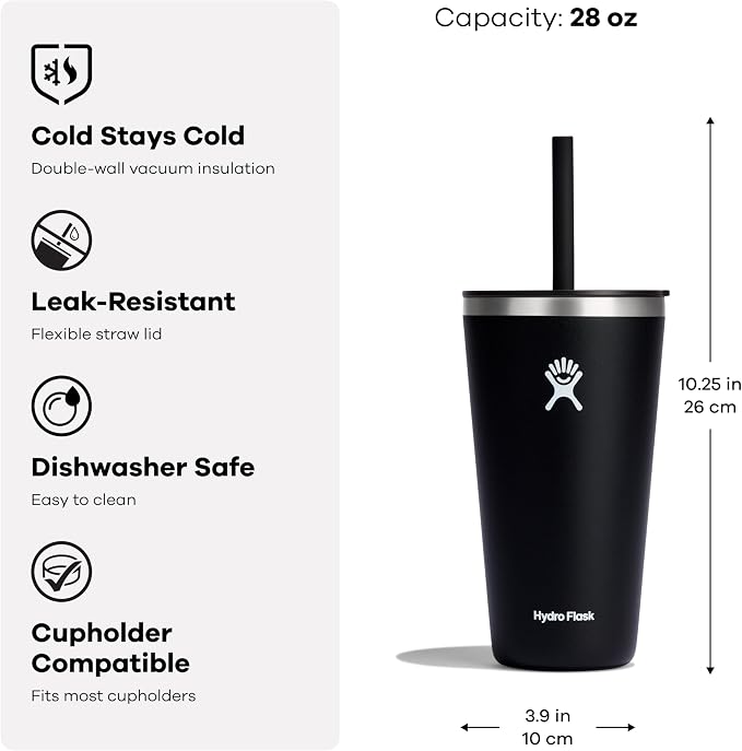 Hydro Flask All Around Tumbler Straw Lid, Insulated Travel Mug, Stainless Steel - Image 4