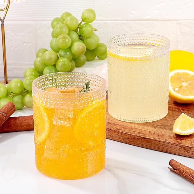 18PCS Plastic Hobnail Drinking Glasses - 14 Oz Clear Vintage Glasses Drinkware - Image 5