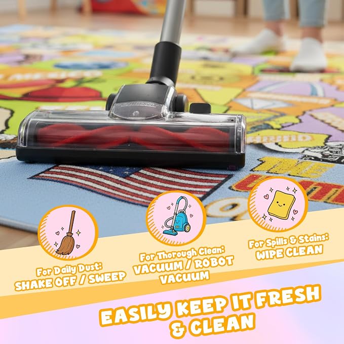 Educational USA Map Area Rug 9x12, Playroom Bedroom Classroom Rug - Image 6