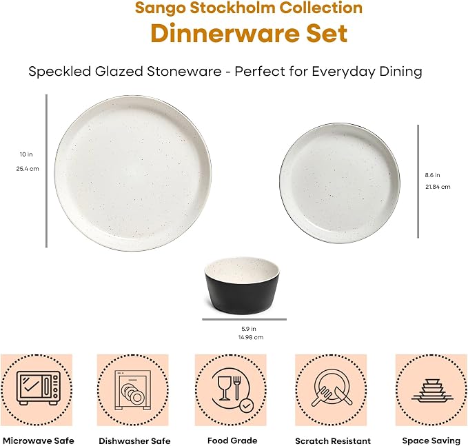 Sango 12-Piece Stoneware Dinnerware Set - Image 2