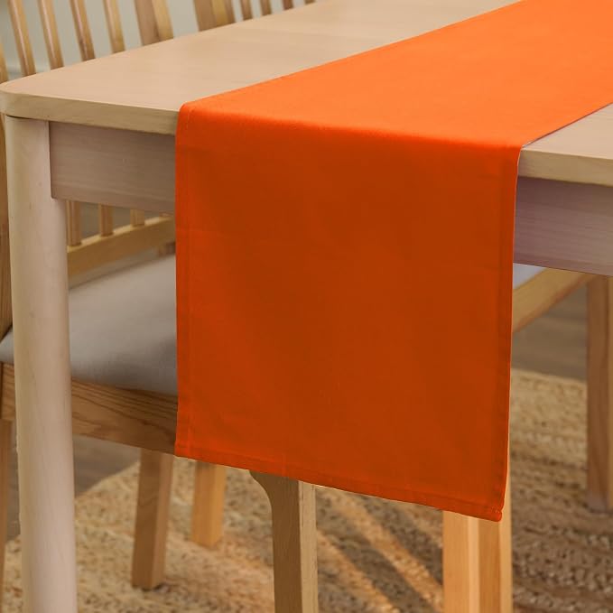 Encasa XO Table Runner, Cotton Canvas Dining Runner 13"x59" | Orange, 180 GSM by EncasaXO