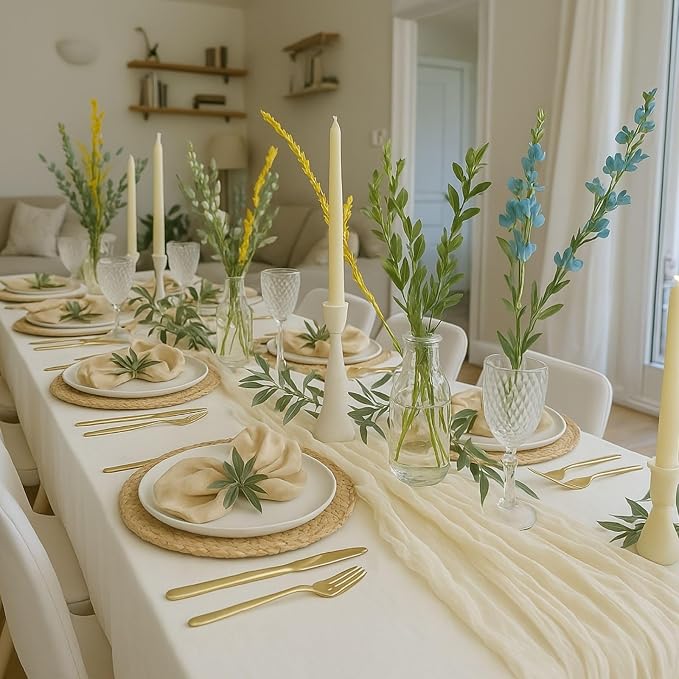 10FT Beige Cheesecloth Table Runner 120 Inch Rustic Boho Gauze Cheese Cloth - Image 5