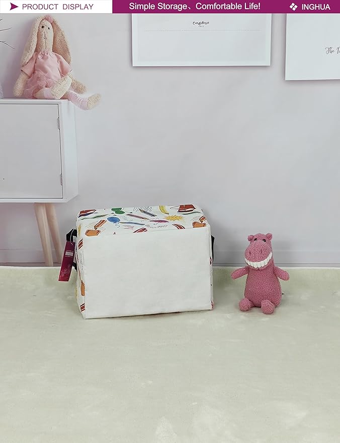 Rectangular Storage Basket Fabric Organizer Bin for Toys,Books,Clothes,Gifts,Pets-Perfect for Home,Office,Nursery,Dorm,Shelf(Rec-colored pencil )