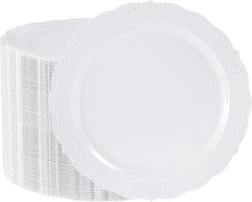 100 Pieces White Plastic Plates by Conflech