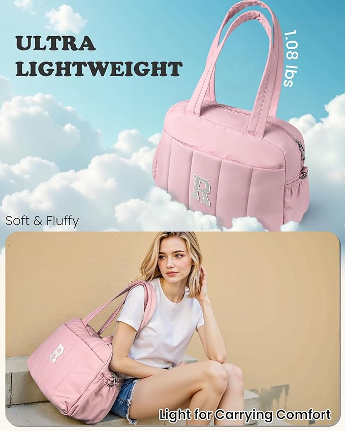 Gifts for Teenagers-Duffle Bag for Travel, Weekender Bags for Women，Initial Overnight Bag with Wet Pocket，Lightweight Travel Bags Personalized Gym Tote with Makeup Pouch