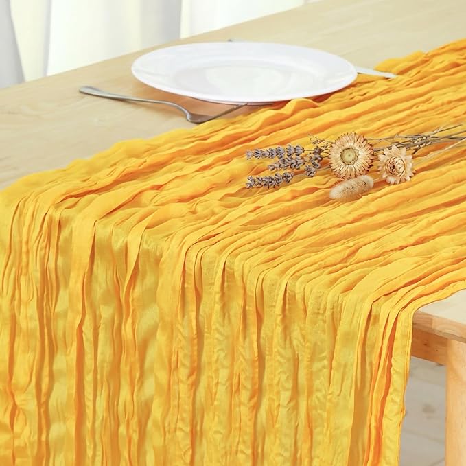 3 Pack Gold Cheesecloth Table Runner 120 Inch Boho Wedding Decor | Cheesecloth by Fixwal