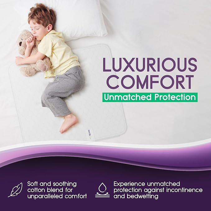 Incontinence Bed Pads - 4 Pack 34" x 36" Reusable Waterproof Mattress Protectors - Highly Absorbent, Machine Washable - for Children, Pets and Seniors - Multi Color - Royal Care