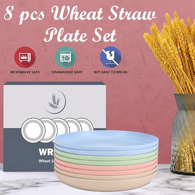 Wheat Straw Plates Sets for 8 - Image 6