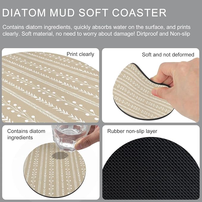 Modern Minimalist Coasters Set of 6, Absorbent Coasters - Image 9
