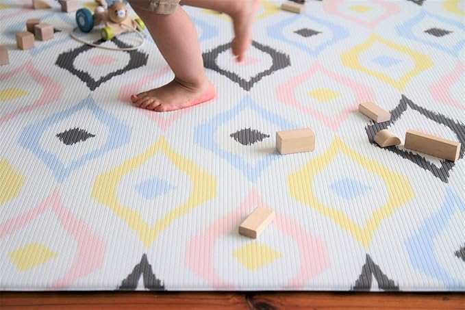 Cushmat Stylish Reversible Foam Play Mat (Large, Luxe Play - Charcoal Star) - Soft, Waterproof, Durable Play mat for Infants, Babies, Toddler, Kids & Grownup - 6.5ft x 4.5ft