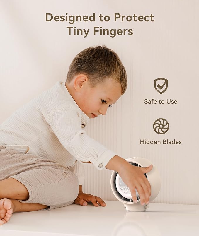 Dreamegg Portable Stroller Fan - 4000mAh Rechargeable Baby Stroller Fan With LED Display, Night Light, Hidden Blade, Detachable 4 Speed 360°Rotate, Handheld Cooling for Crib,Travel, Car Seat, Bedroom