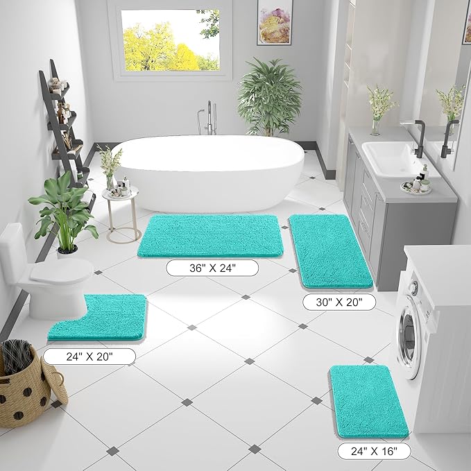 OLANLY Bathroom Runner Rugs 59x24, Extra Soft Absorbent Chenille Bath Rugs - Image 2