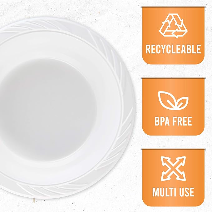 200 Count Disposable 18 ounce White Plastic Soup Bowls - Image 6