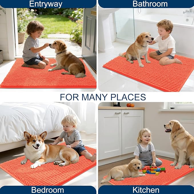 OLANLY Dog Door Mat for Muddy Paws 47x20, Ultra Absorbent Chenille Mud Doormat - Image 8