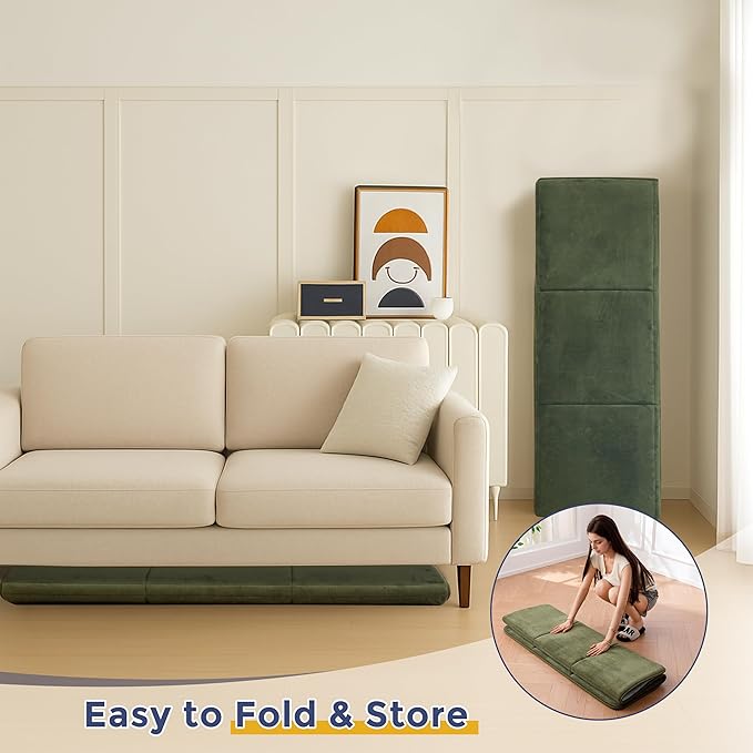 MAXYOYO 1.2" Thick Baby Play Mat for Floor, 49"x 49" Foldable Playpen Mat, Tummy Time Foam Mats Ultra Soft Support,Padded Carpet with Non-Slip Backing for Infant,Kids and Toddler Crawling, Green