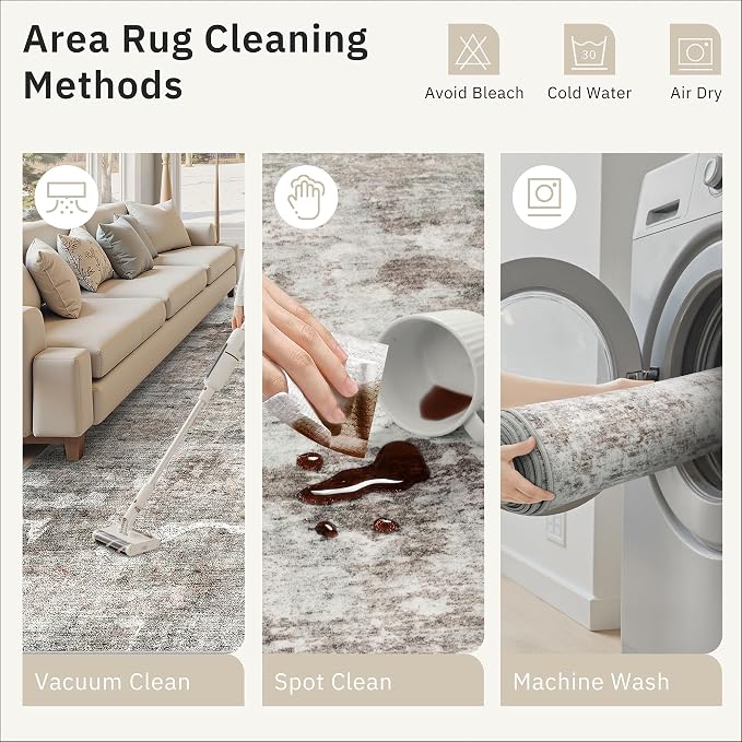 Soalmost Abstract Rug 8x10 Large Living Room Rugs Neutral Modern Washable Area - Image 9