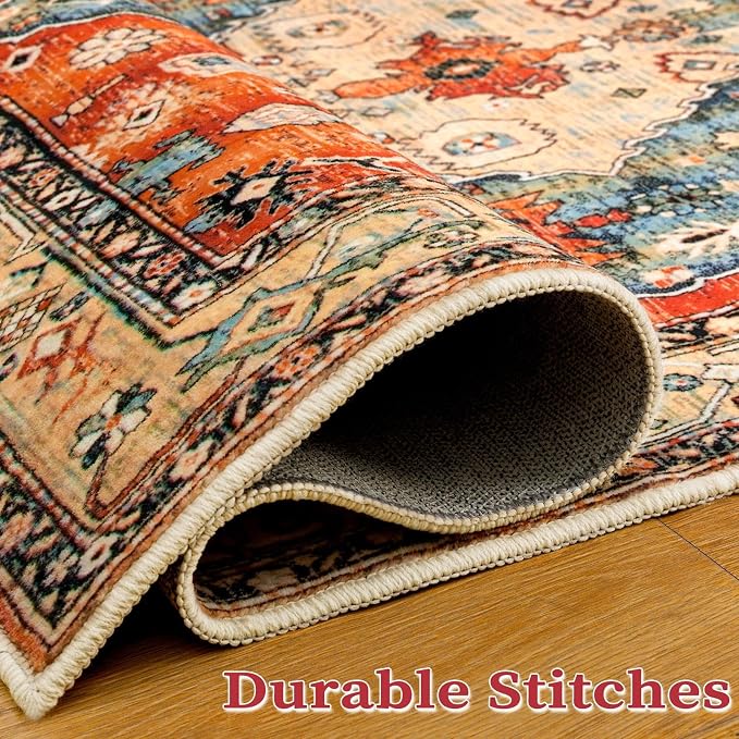 SERISSA Bedroom Rug 4x6 Boho Tribal Rug, Vintage Washable Area Rugs Non Slip - Image 6