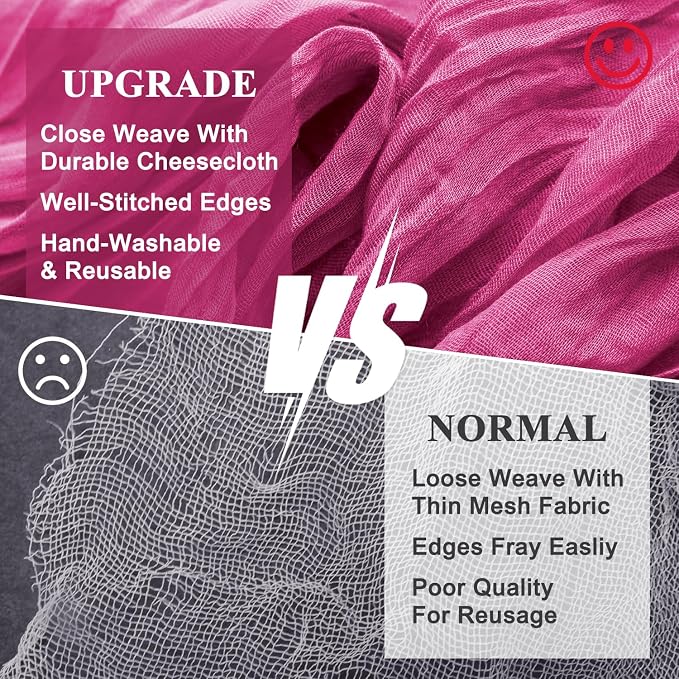 Cheesecloth Table Runner Fushia 10FT Boho Gauze Runner, 12 Pack | 120 Inch - Image 4