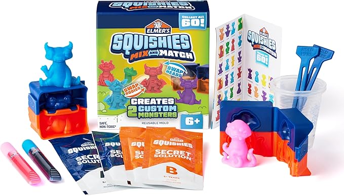 Elmer’s Squishies Mix and Match DIY Squishy Toys Kids Crafts Creates 2 Mix and Match Characters 12 Piece Kit